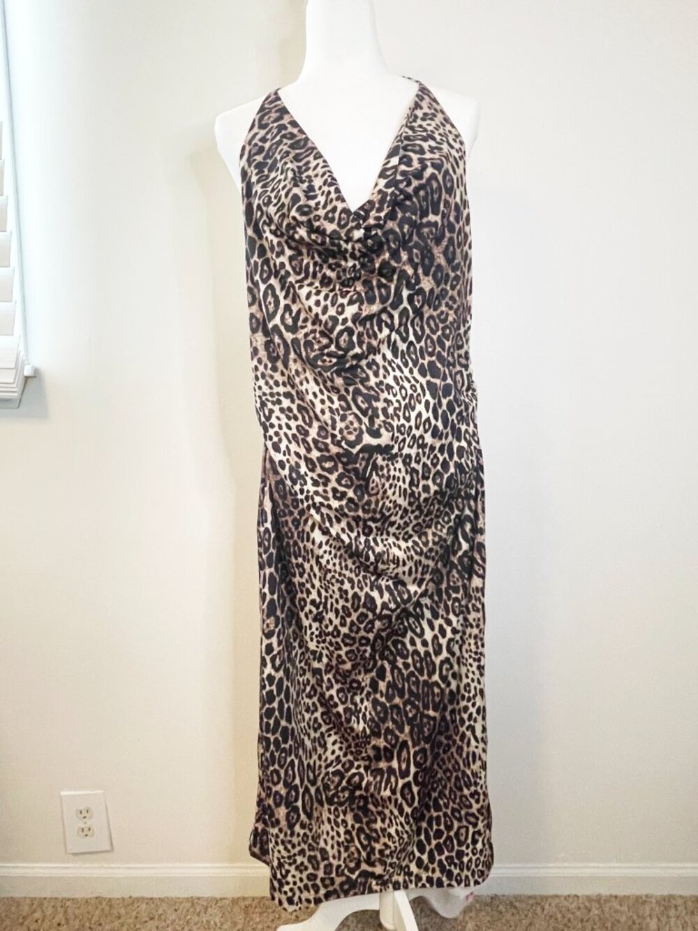 Cider NWT Leopard Print Halter Neck Backless Maxi Dress Brown 1XL - Picture 10 of 11